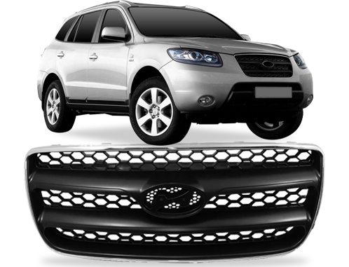 Grade Santa Fé 2007 a 2010 Preta Com Moldura Cromada